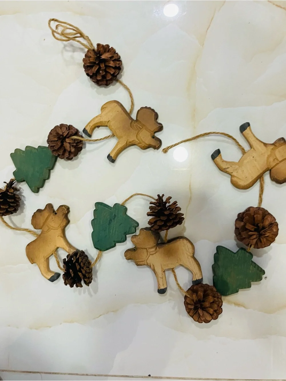 Handcrafted Moose & Pine Tree Holiday Garland - Rustic Home Holiday Decor 4Ft